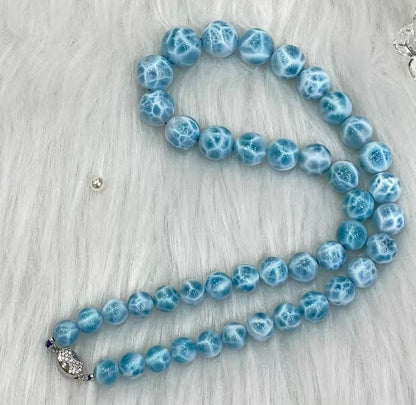 Natural blue Larimar beads necklace