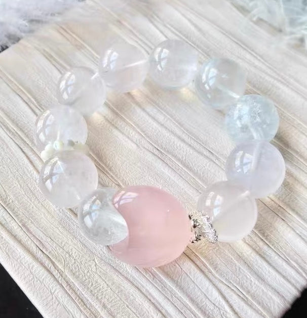 Natural pink morganite beaded bracelet,handmade bracelet