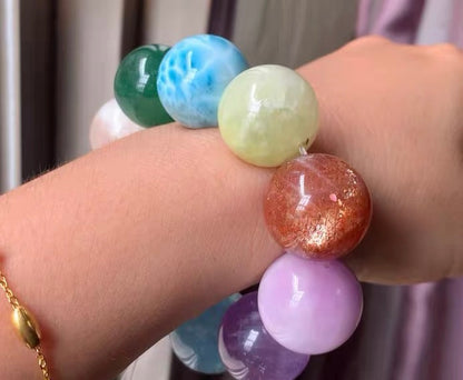 21MM Natural Mixed Gemstone Crystal bracelet