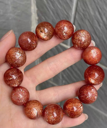 17mm Natural Golden Sunstone beaded bracelet