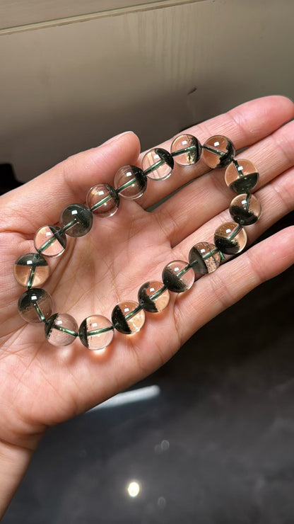 11mm natural Green phantom quartz Crystal beads bracelet