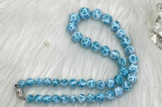 Natural blue Larimar beads necklace