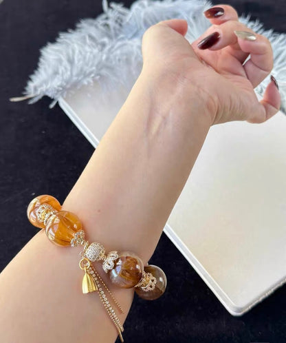 Natural Yellow Hematoid Lepidocrocite Quartz Crystal beaded bracelet