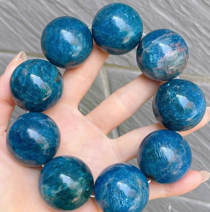 30MM Natural blue Apatite beaded bracelet