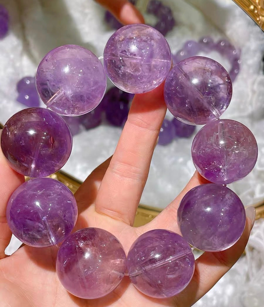 25MM Lavender Purple Amethyst Quartz Crystal bracelet