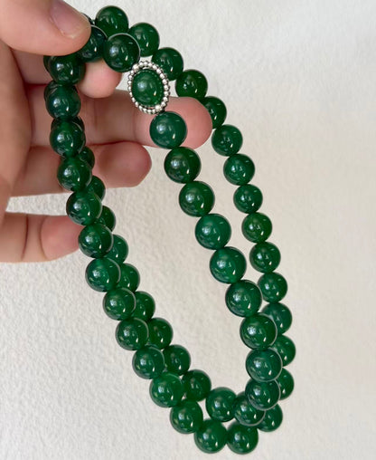 Green agate beaded bracelet