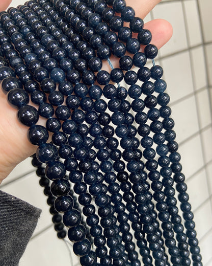 Dark blue chalcedony loose strands beads