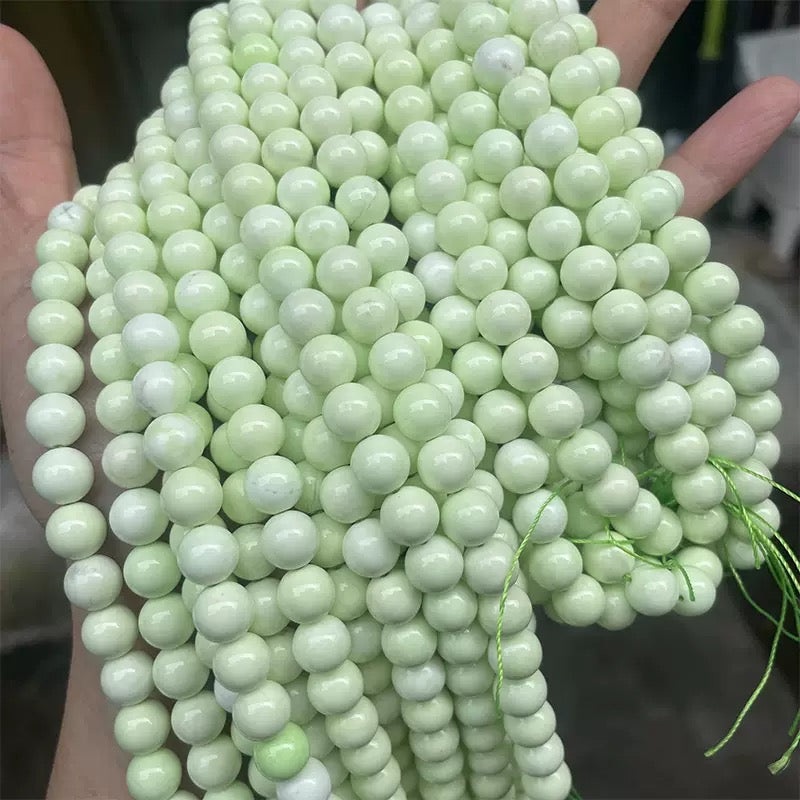 Natural Lemon Chrysoprase Smooth Round loose Beads