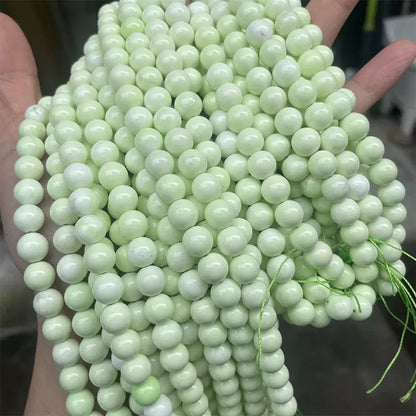 Natural Lemon Chrysoprase Smooth Round loose Beads