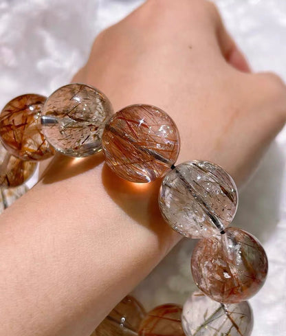 Black Golden Super Seven Rutilated Quartz beaded