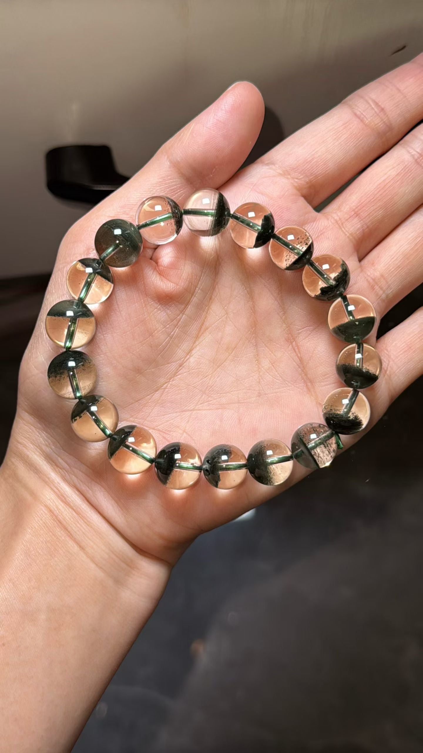 11mm natural Green phantom quartz Crystal beads bracelet
