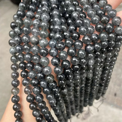 Natural Black strawberry Quartz Crystal beads,Black mica loose beads