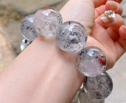 23mm Natural Herkimer diamond Quartz Crystal beaded bracelet