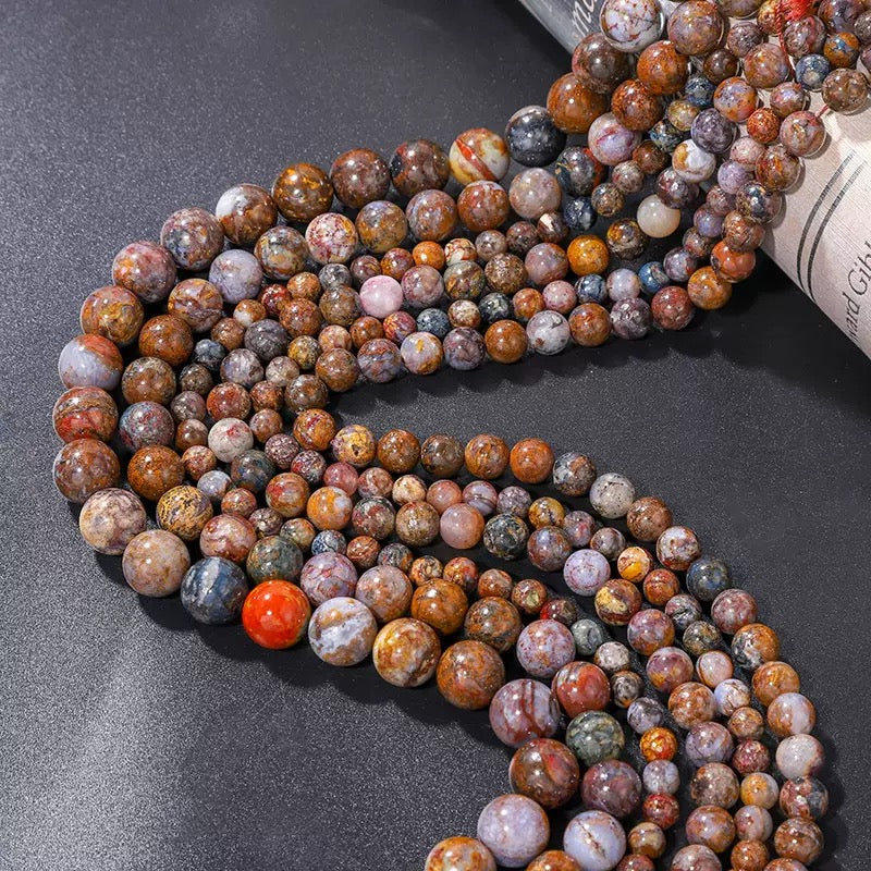 Natural Genuine brown pietersite smooth round loose beads