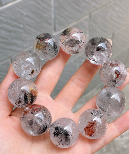 23mm Natural Herkimer diamond Quartz Crystal beaded bracelet