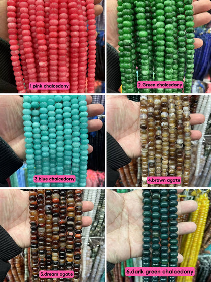 Chalcedony agate Rondelle spacers Abacus loose beads 8x12mm