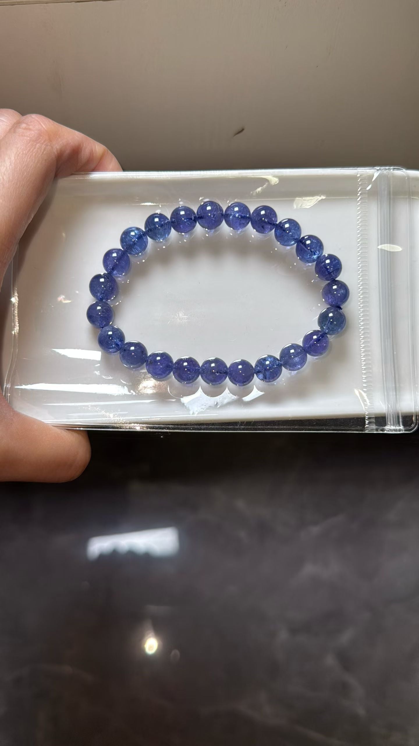 8mm Natural blue Tanzanite round beads bracelet