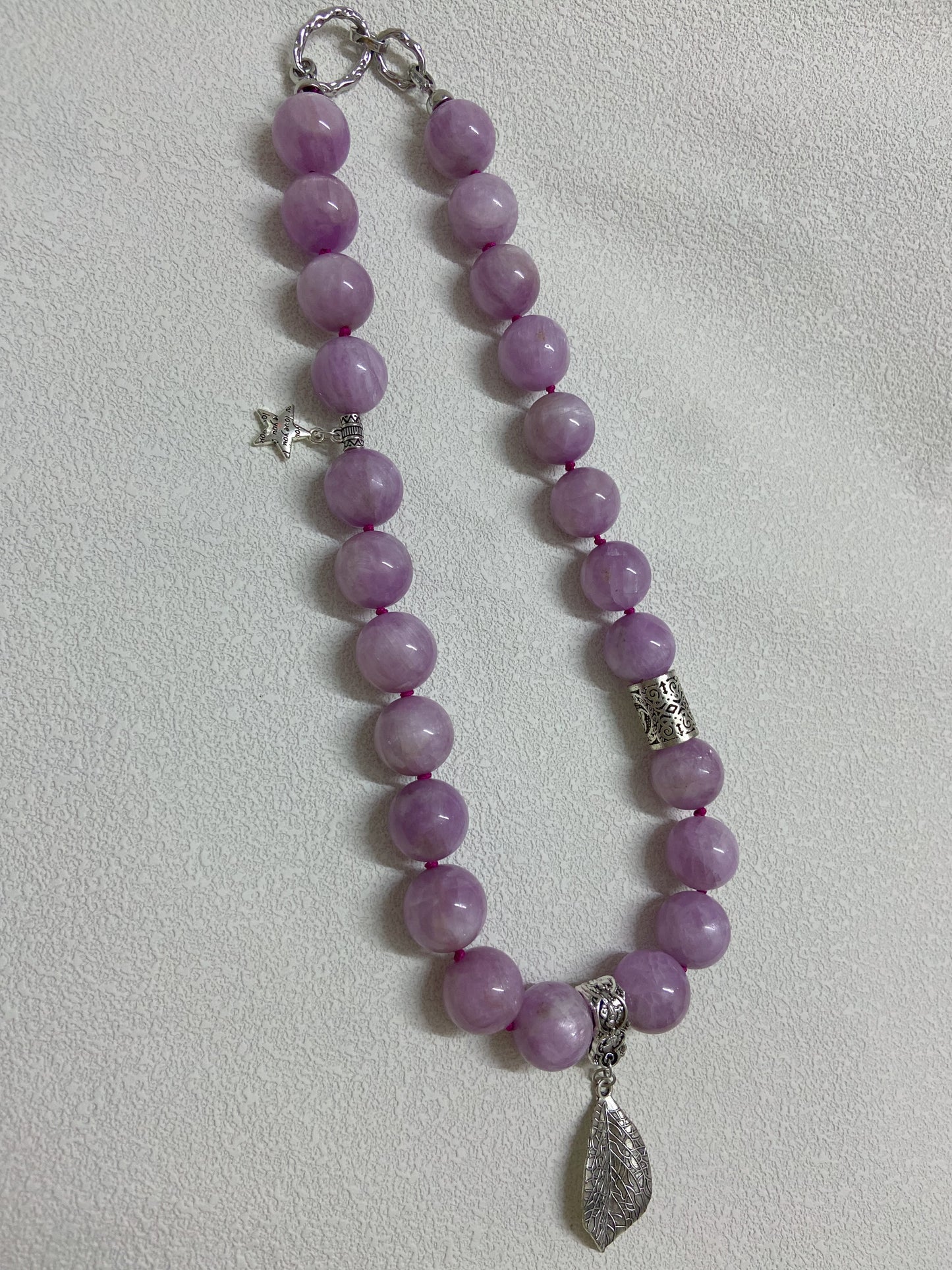 Natural Kunzite beaded necklace,17mm