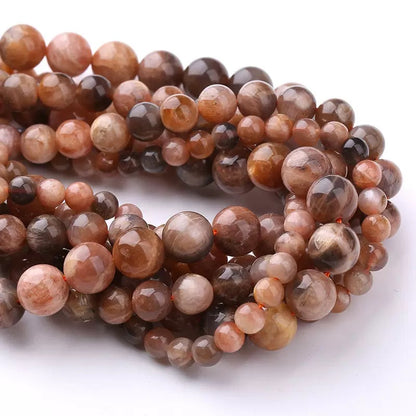 Natural Black gold sunstone smooth round loose beads