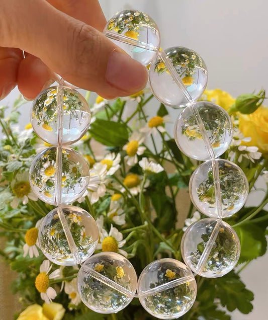 Natural white clear Rock quartz Crystal beads bracelet 20mm