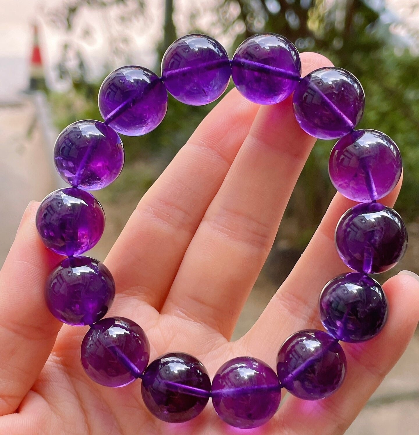 15MM Purple Amethyst Quartz Crystal bracelet