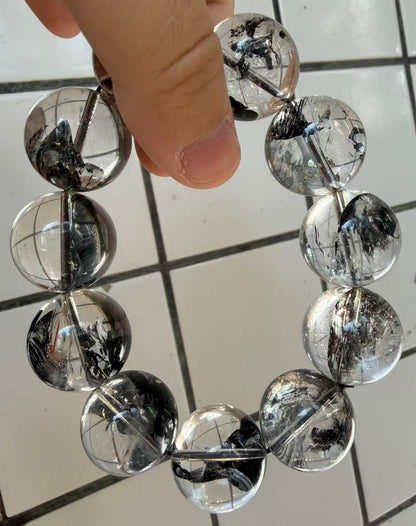 Natural Rainbow Herkimer diamond Quartz Crystal beads bracelet 21mm