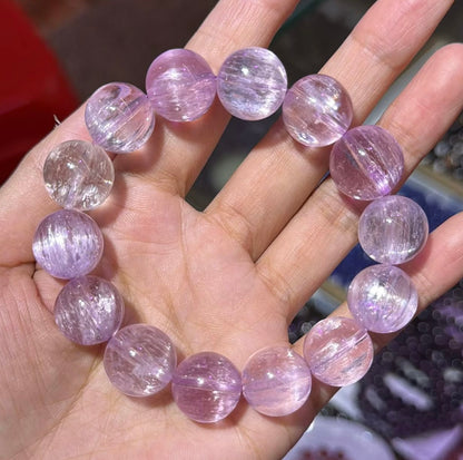 Natural Real purple kunzite beaded bracelet 14.8mm