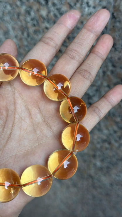 19mm Natural Citrine Quartz Crystal beads bracelet
