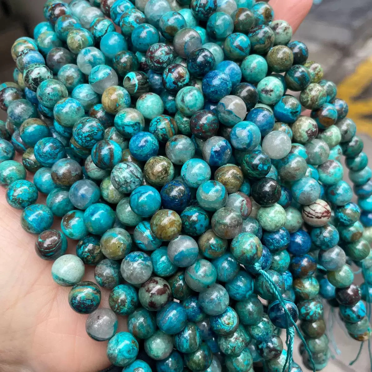 Real Natural Chrysocolla round loose beads