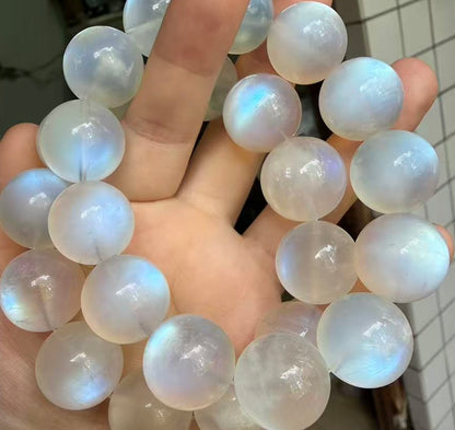 20mm Natural Blue Flashlight white moonstone beads bracelet