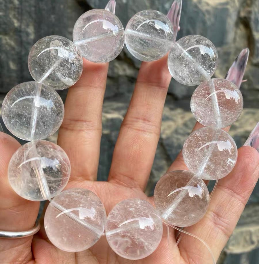 White Asai Rock quartz Crystal Beaded bracelet