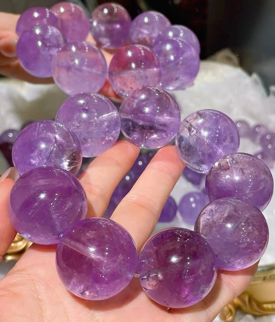 28MM Lavender Purple Amethyst Quartz Crystal bracelet