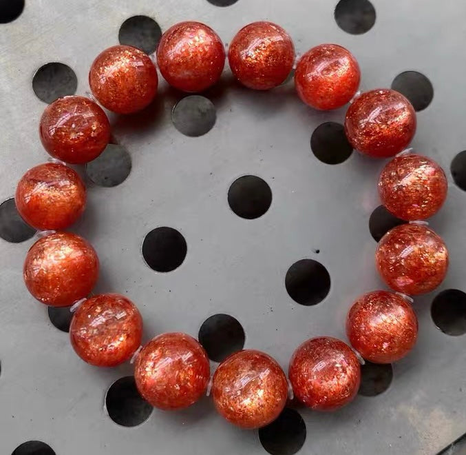 12mm Natural Golden Sunstone beaded bracelet