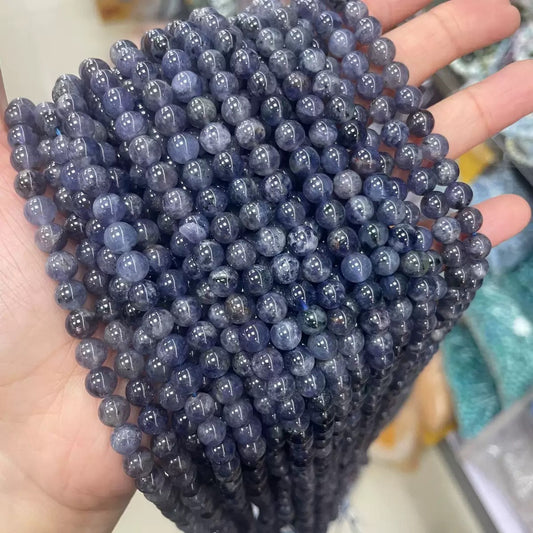Natural iolite round loose beads wholesale,Purple iolite beads