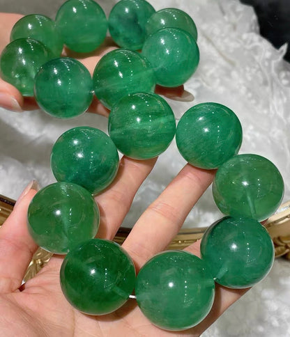 Natural Green fluorite beads bracelet 30mm