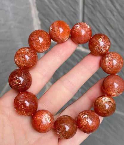 17mm Natural Golden Sunstone beaded bracelet