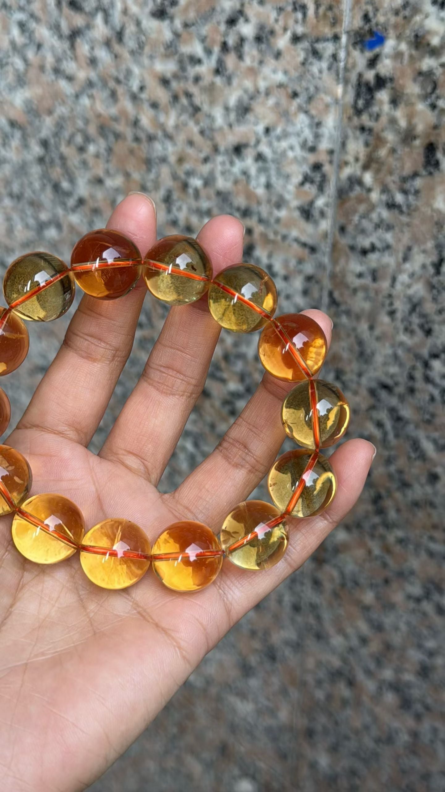 Natural Genuine yellow Citrine Quartz Crystal beads bracelet 17mm
