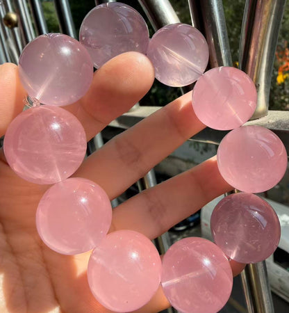 Natural Starlight pink Rose quartz Crystal beads bracelet 22mm