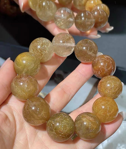 Natural Rutile Quartz Crystal beads bracelet 20mm