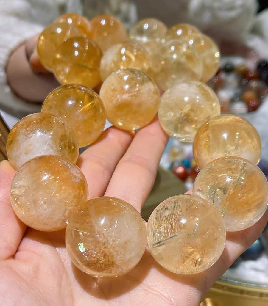 28MM yellow citrine quartz crystal bracelet