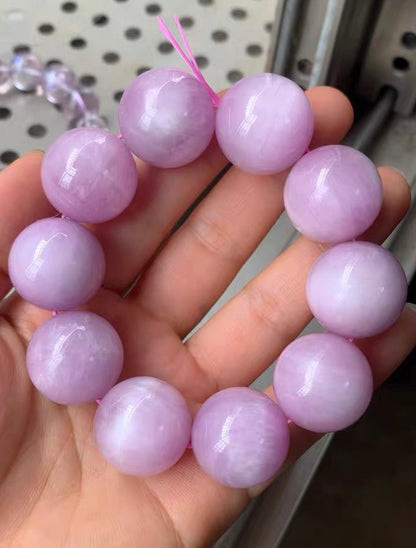 21mm Natural purple kunzite beaded bracelet