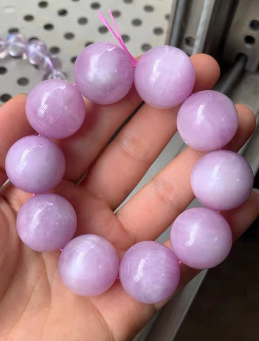 21mm Natural purple kunzite beaded bracelet