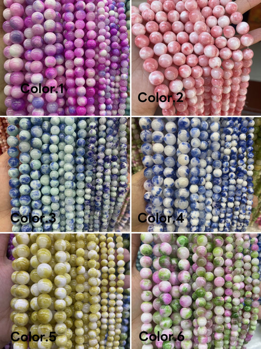 Rainbow Jade smooth round loose beads