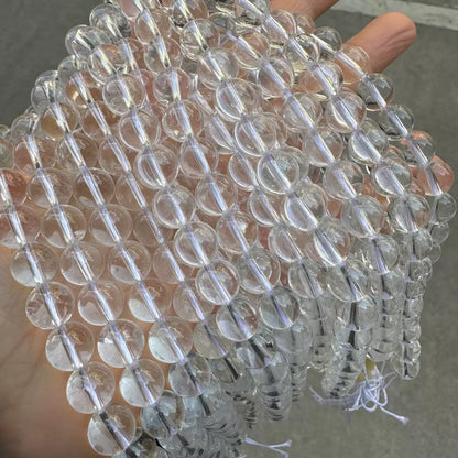 Natural white clear Rock Quartz Crystal round loose beads