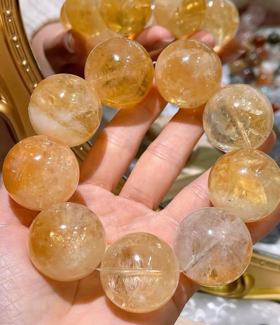 28MM yellow citrine quartz crystal bracelet