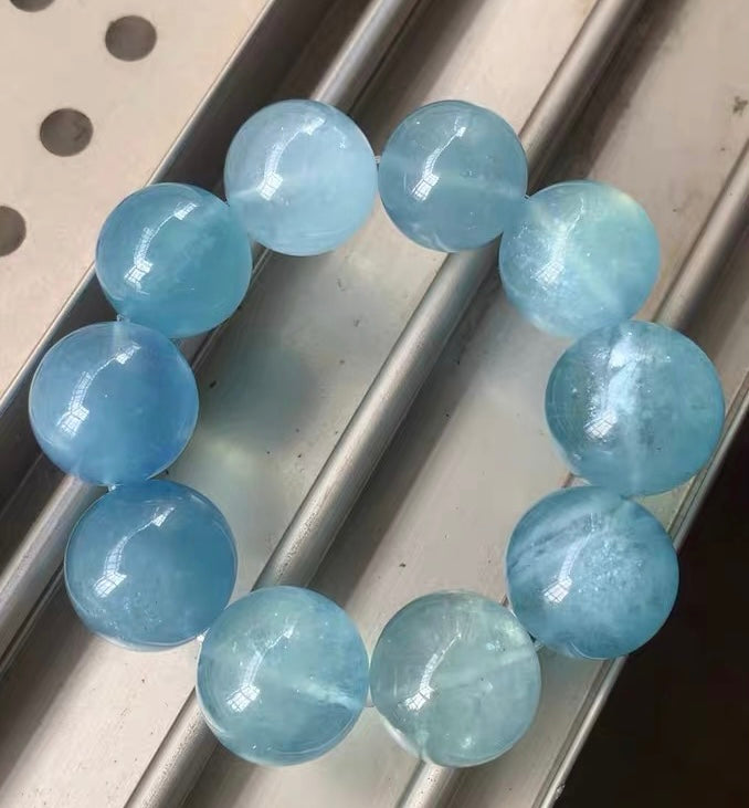 20mm Natural Starlight Blue Aquamarine beaded bracelet