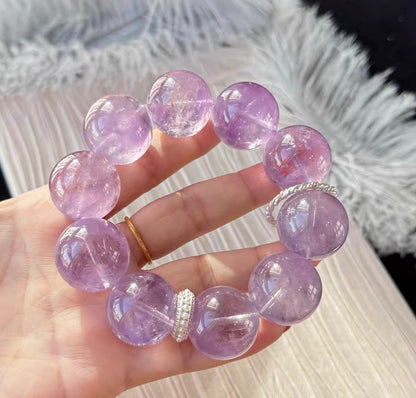 22MM Lavender Purple Amethyst Quartz Crystal bracelet
