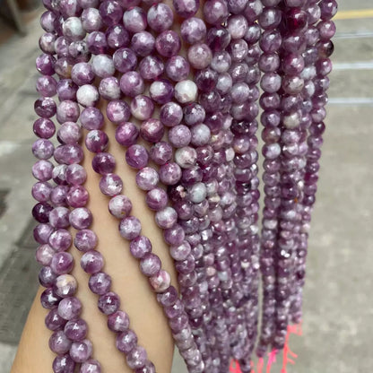 Natural purple Lepidolite loose round strands beads wholesale