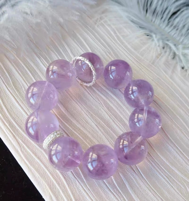 22MM Lavender Purple Amethyst Quartz Crystal bracelet