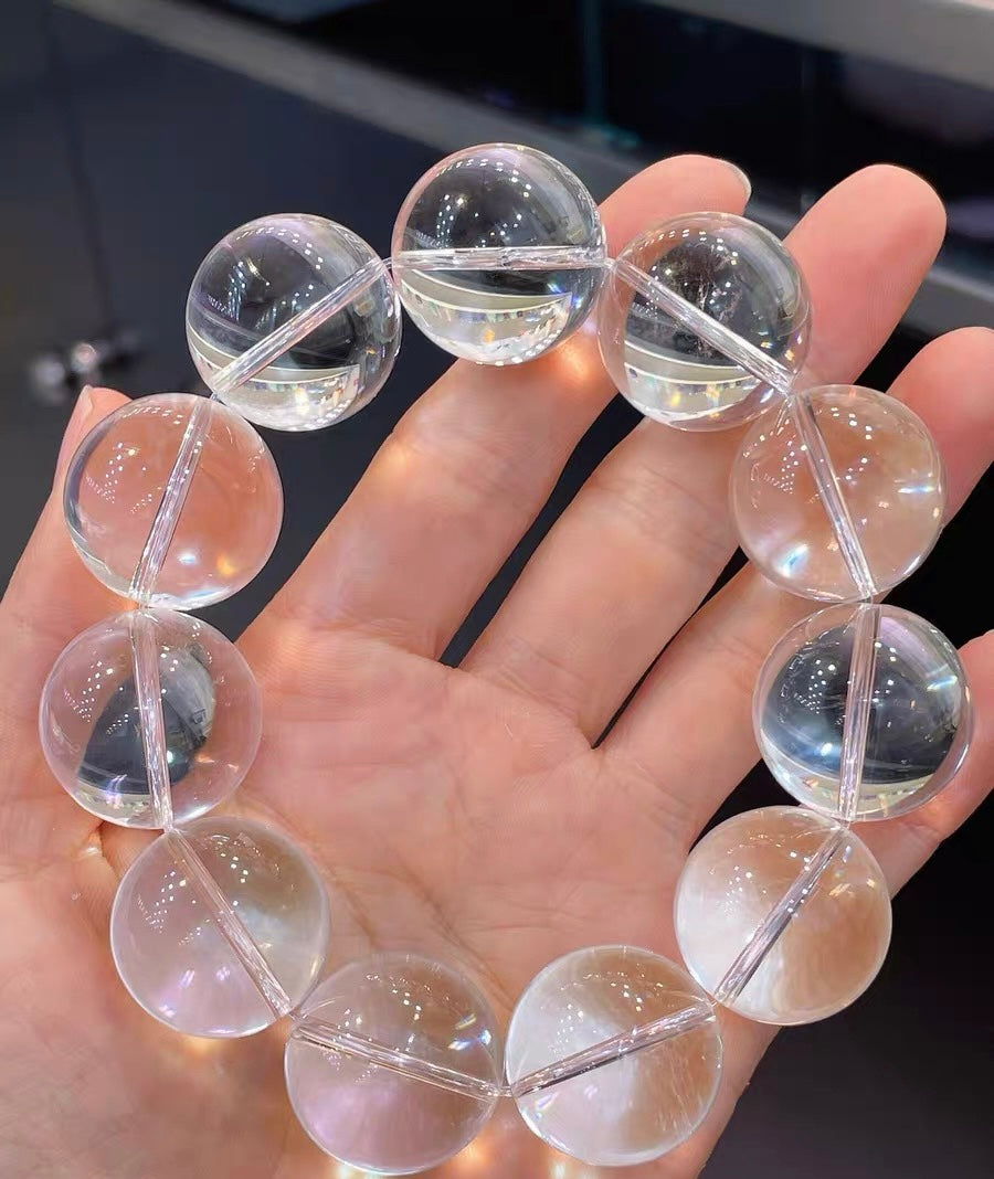 Natural white clear Rock quartz Crystal beads bracelet 20mm